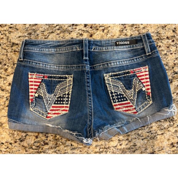 Vigoss Shorts Women's Size 16 Red White Blue American Heritage Fit Short Cut Off - Picture 1 of 12
